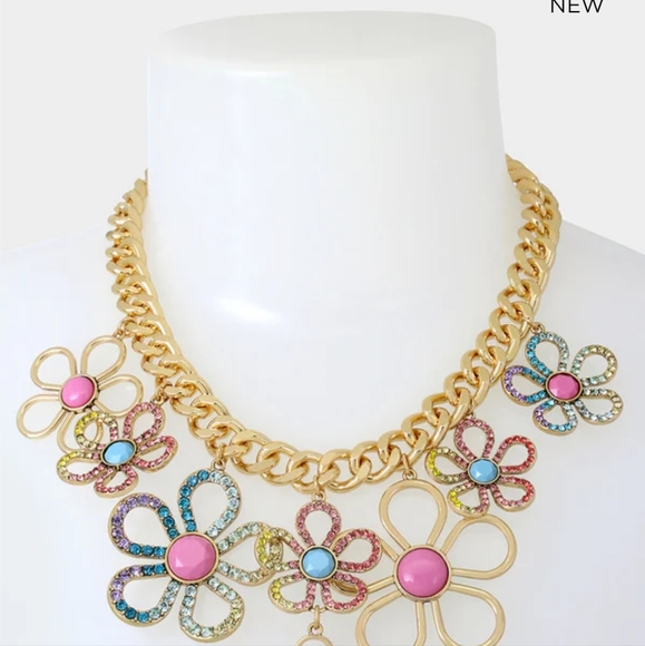 BETSEY LOVE FEST OPEN HEART BIB NECKLACE PASTEL MULTI - Picture 10 of 11